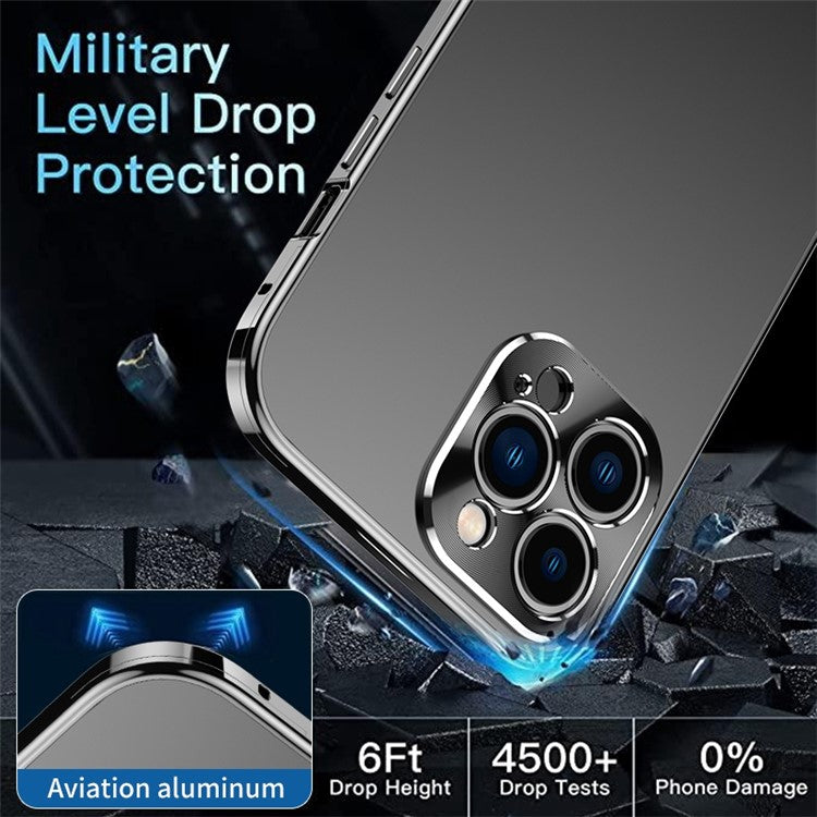 IM-CHEN For iPhone 14 Pro Anti-scratch Matte Phone Case Metal Lens Cover Ultra Slim Magnetic Phone Back Cover with Buckle Lock - Silver