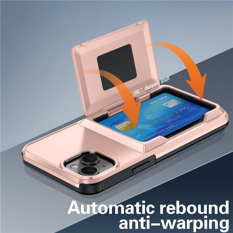 For iPhone 14 Cases Card Slot TPU+PC Kickstand Phone Case - Light Green