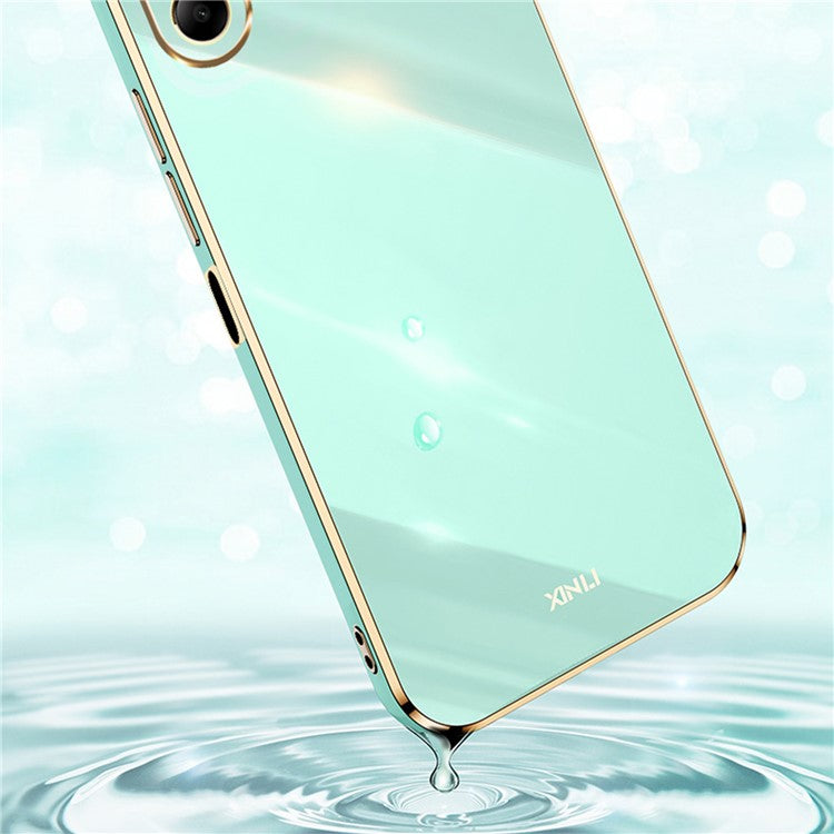 XINLI For Samsung Galaxy A06 Case TPU Phone Cover with Electroplating Frame - Cyan