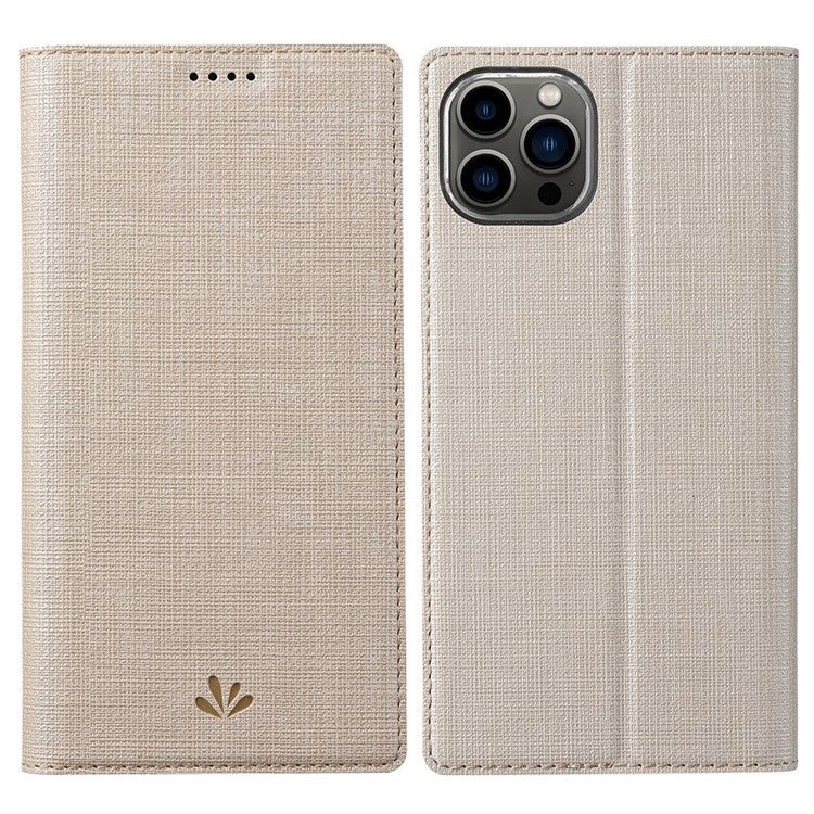 VILI DMX Series PU Leather Case for iPhone 14 Pro Max, Magnetic Absorption Stand Card Slot Flip Cover - Khaki
