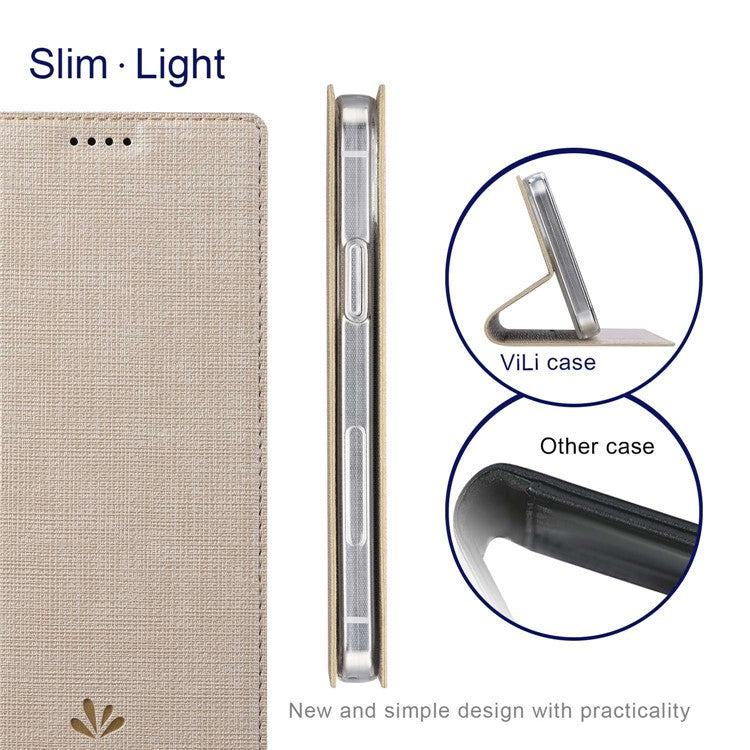 VILI DMX Series PU Leather Case for iPhone 14 Pro Max, Magnetic Absorption Stand Card Slot Flip Cover - Khaki