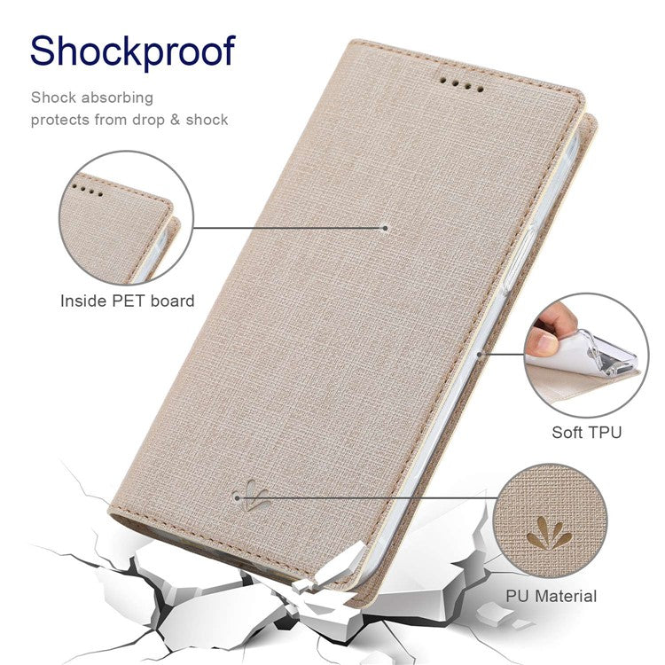 VILI DMX Series PU Leather Case for iPhone 14 Pro Max, Magnetic Absorption Stand Card Slot Flip Cover - Khaki