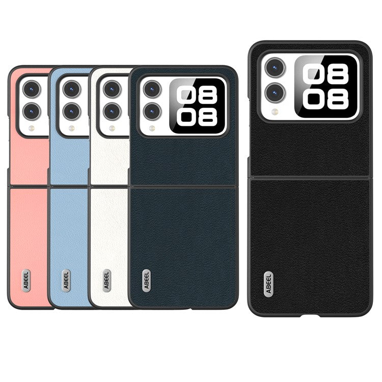 ABEEL For Huawei nova Flip 5G Case Anti-scratch Genuine Cow Leather Back Phone Cover - Blue