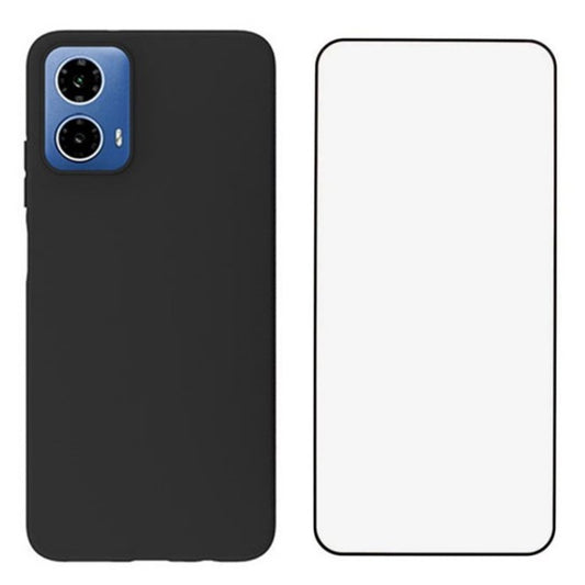 WANLONFENG MS Series for Motorola Moto G45 5G / G34 5G TPU Case Matte Cover with Screen Film (Big Lens Hole)