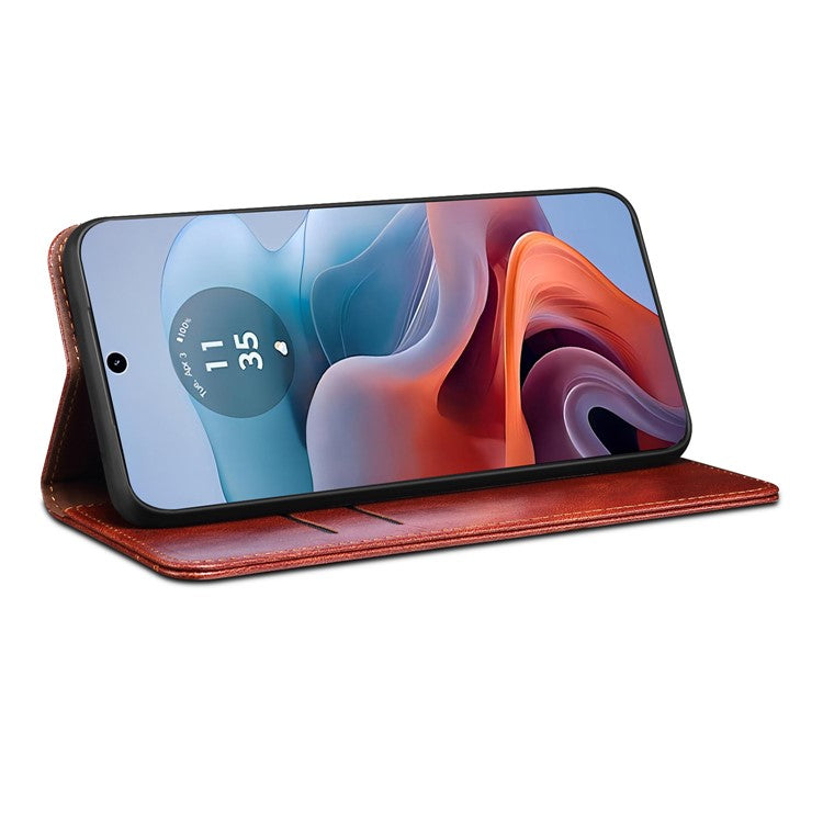 For Motorola Edge 50 Neo 5G / Moto S50 5G / Thinkphone 25 5G Case Crazy Horse Texture Waxy Leather Wallet Stand Cover - Brown