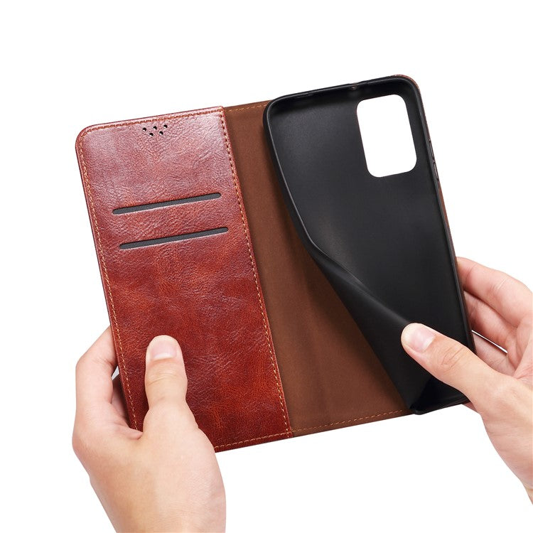 For Motorola Edge 50 Neo 5G / Moto S50 5G / Thinkphone 25 5G Case Crazy Horse Texture Waxy Leather Wallet Stand Cover - Brown