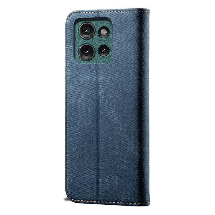 For Motorola Edge 50 Neo 5G / Moto S50 5G / Thinkphone 25 5G Case Jeans Cloth Texture Anti-Scratch Leather Stand Phone Cover - Blue