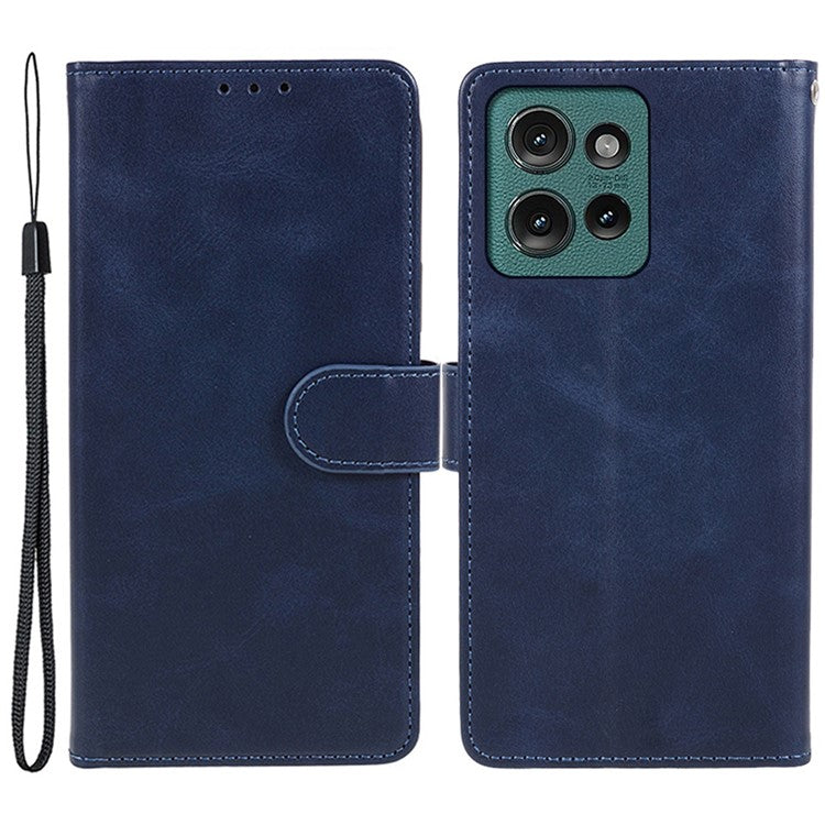 For Motorola Edge 50 Neo 5G / Moto S50 5G / Thinkphone 25 5G Case PU Leather Wallet Protective Phone Cover Calf Texture - Blue