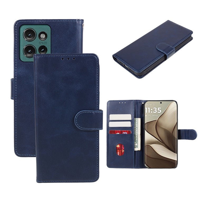 For Motorola Edge 50 Neo 5G / Moto S50 5G / Thinkphone 25 5G Case PU Leather Wallet Protective Phone Cover Calf Texture - Blue