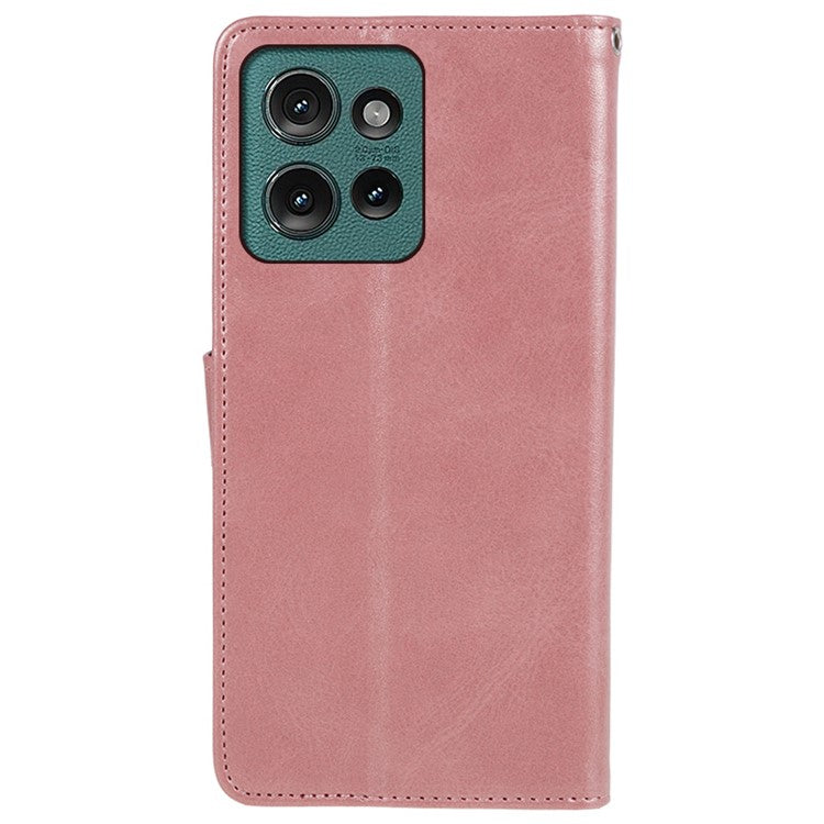 For Motorola Edge 50 Neo 5G / Moto S50 5G / Thinkphone 25 5G Case PU Leather Wallet Protective Phone Cover Calf Texture - Rose Gold