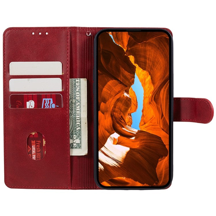 For Motorola Edge 50 Neo 5G / Moto S50 5G / Thinkphone 25 5G Case PU Leather Wallet Protective Phone Cover Calf Texture - Red