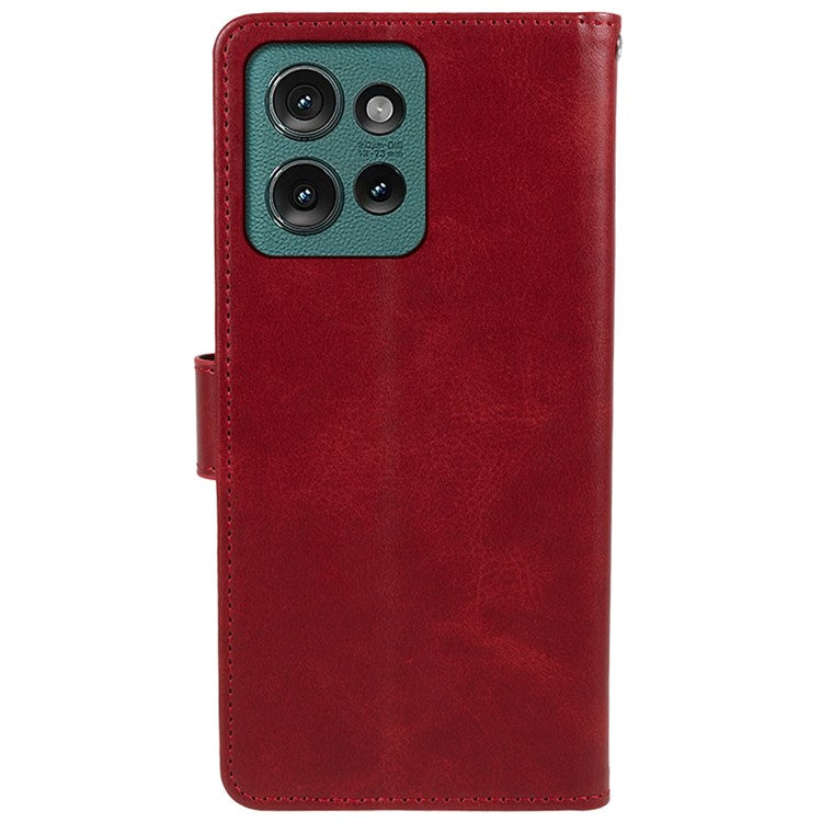 For Motorola Edge 50 Neo 5G / Moto S50 5G / Thinkphone 25 5G Case PU Leather Wallet Protective Phone Cover Calf Texture - Red