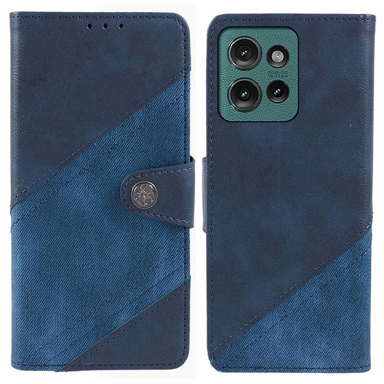 For Motorola Edge 50 Neo 5G / Moto S50 5G / Thinkphone 25 5G Case Splicing Texture Leather Phone Cover Viewing Stand - Dark Blue