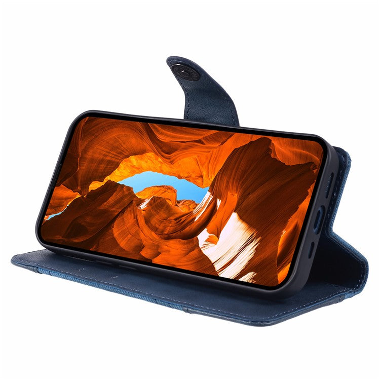 For Motorola Edge 50 Neo 5G / Moto S50 5G / Thinkphone 25 5G Case Splicing Texture Leather Phone Cover Viewing Stand - Dark Blue