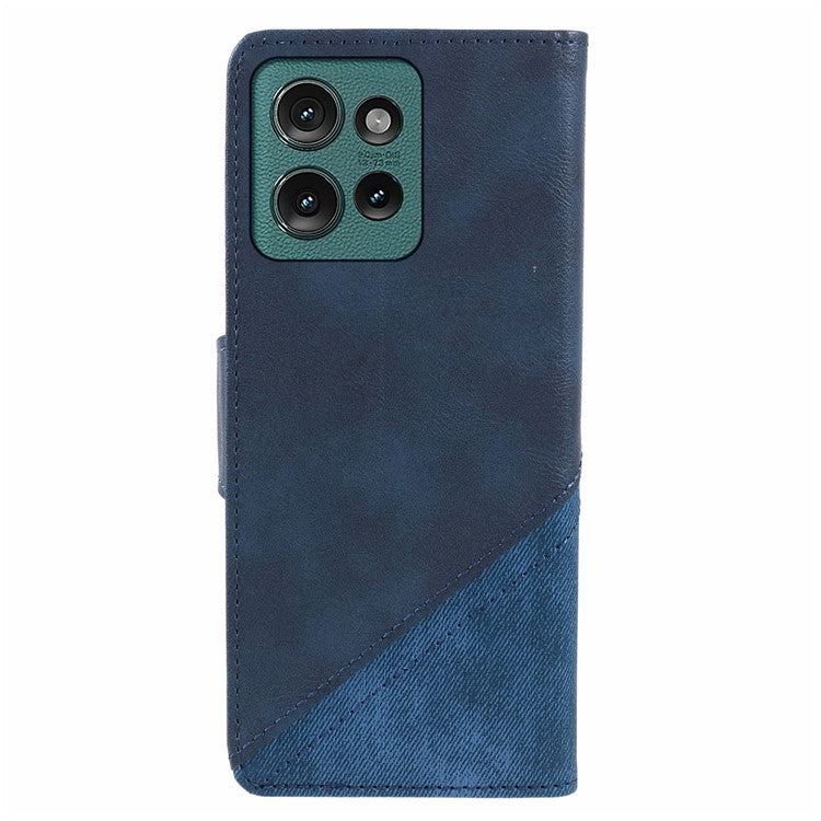For Motorola Edge 50 Neo 5G / Moto S50 5G / Thinkphone 25 5G Case Splicing Texture Leather Phone Cover Viewing Stand - Dark Blue