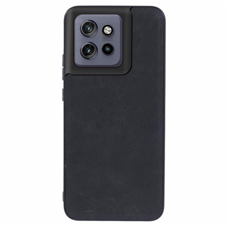 For Motorola Edge 50 Neo 5G / Moto S50 5G / Thinkphone 25 5G Case Retro Leather Coated PC+TPU Phone Cover - Black