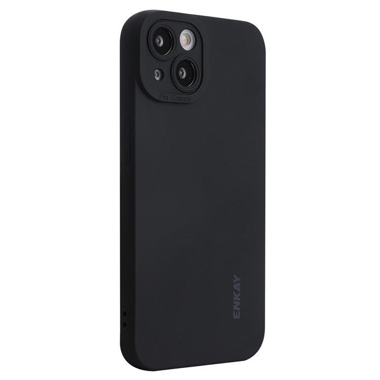 ENKAY HAT PRINCE For iPhone 14 Plus Solid Color Soft Liquid Silicone Case Camera Lens Precise Cutout Drop-proof Cover - Black