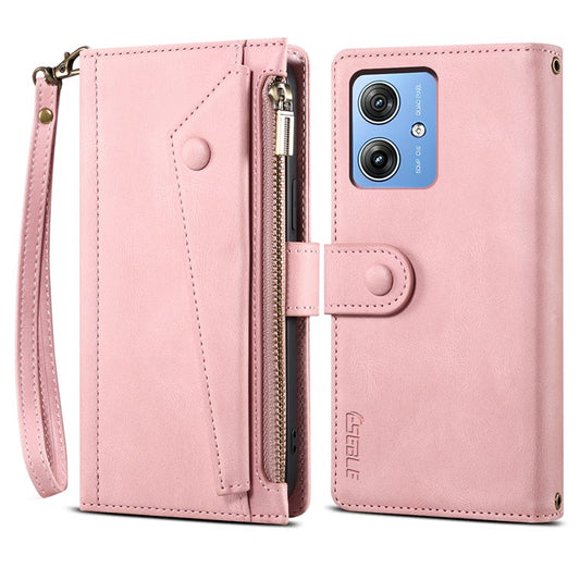 ESEBLE Star Series For Motorola Moto G55 5G Case Zipper Wallet Leather Stand Phone Cover - Rose Gold
