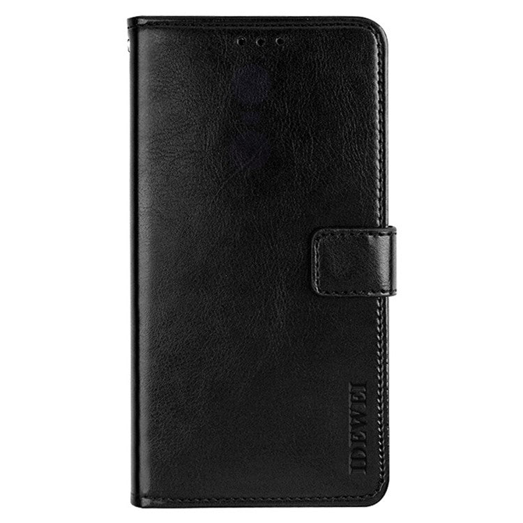 IDEWEI Phone Flip Wallet Case for iPhone 14, Magnetic Closure Crazy Horse Textured Anti-scratch PU Leather Phone Cover Stand - Black