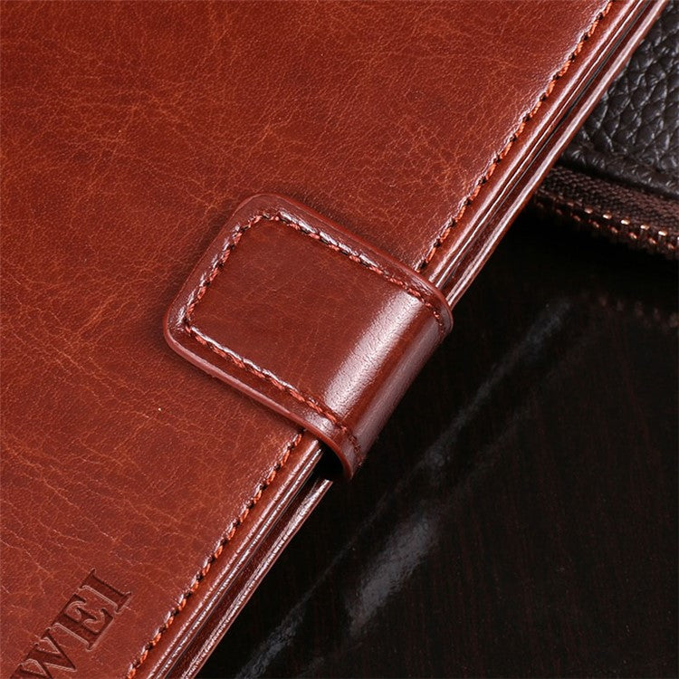 IDEWEI Phone Flip Wallet Case for iPhone 14, Magnetic Closure Crazy Horse Textured Anti-scratch PU Leather Phone Cover Stand - Black