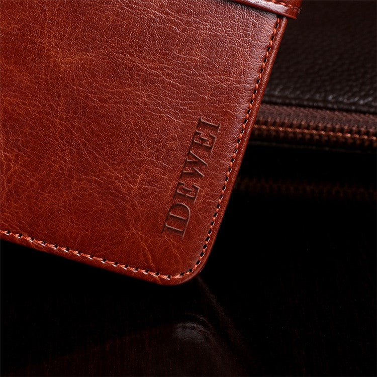 IDEWEI Phone Flip Wallet Case for iPhone 14, Magnetic Closure Crazy Horse Textured Anti-scratch PU Leather Phone Cover Stand - Black