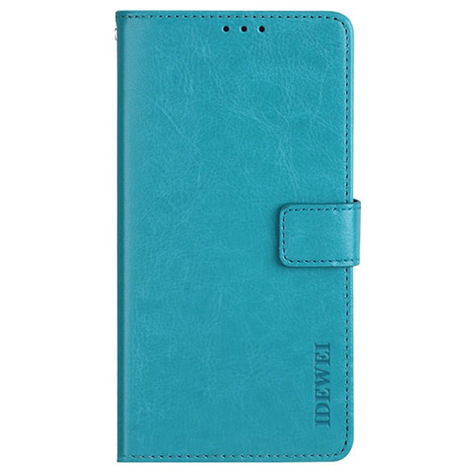 IDEWEI Phone Wallet Case for iPhone 14 Pro Max, Anti-fall Crazy Horse Textured PU Leather Phone Shell Magnetic Closure Flip Cover Stand - Sky Blue