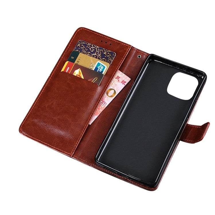 IDEWEI Phone Wallet Case for iPhone 14 Pro Max, Anti-fall Crazy Horse Textured PU Leather Phone Shell Magnetic Closure Flip Cover Stand - Rose