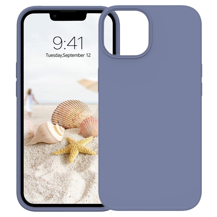 KALEBOL KLB-YTGJ001 For iPhone 14 Case Solid Color Liquid Silicone+PC Phone Cover - Lilac Purple