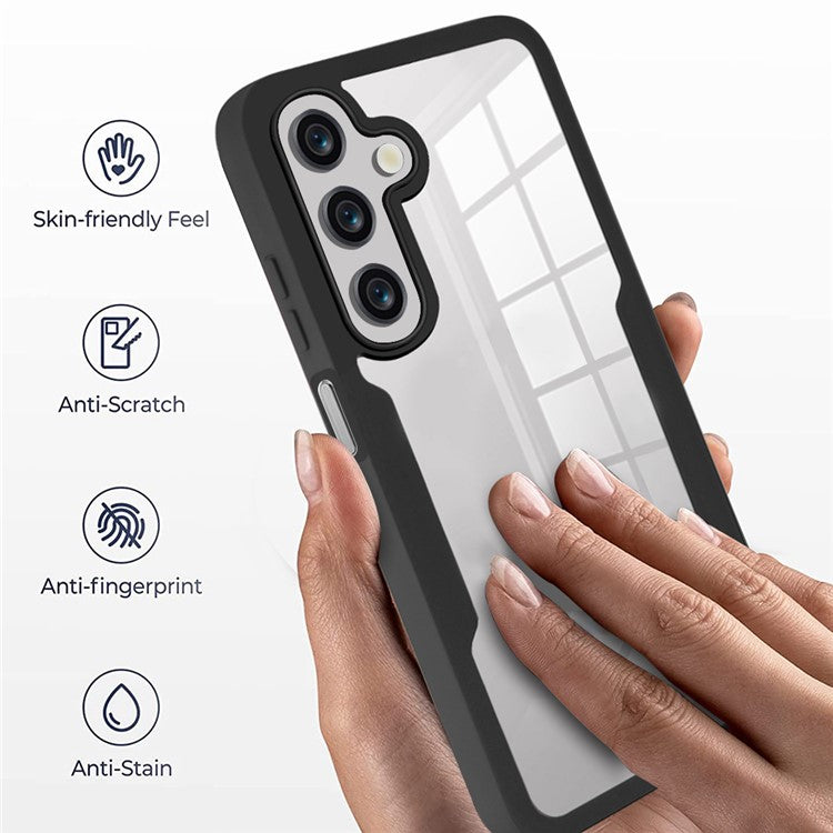 For Samsung Galaxy A16 5G / A16 4G Case Acrylic+TPU Clear Phone Cover with PET Screen Film - Red