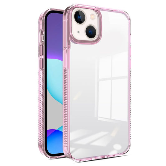 For iPhone 14 Plus Clear Phone Case TPU PC Anti-slip Drop-proof Back Cover - Pink