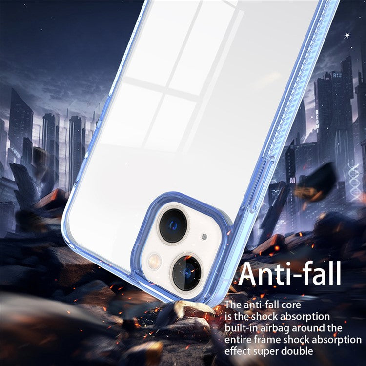 For iPhone 14 Plus Clear Phone Case TPU PC Anti-slip Drop-proof Back Cover - Pink