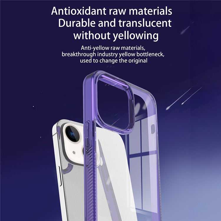 For iPhone 14 Plus Clear Phone Case TPU PC Anti-slip Drop-proof Back Cover - Pink