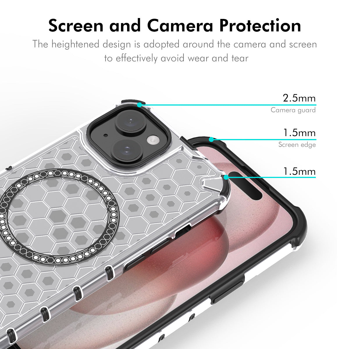 For iPhone 14 Plus ENKAY Hat-Prince Magnetic Case Honeycomb Design TPU+PC Phone Cover + Large Arc Edge Screen Protector - Red