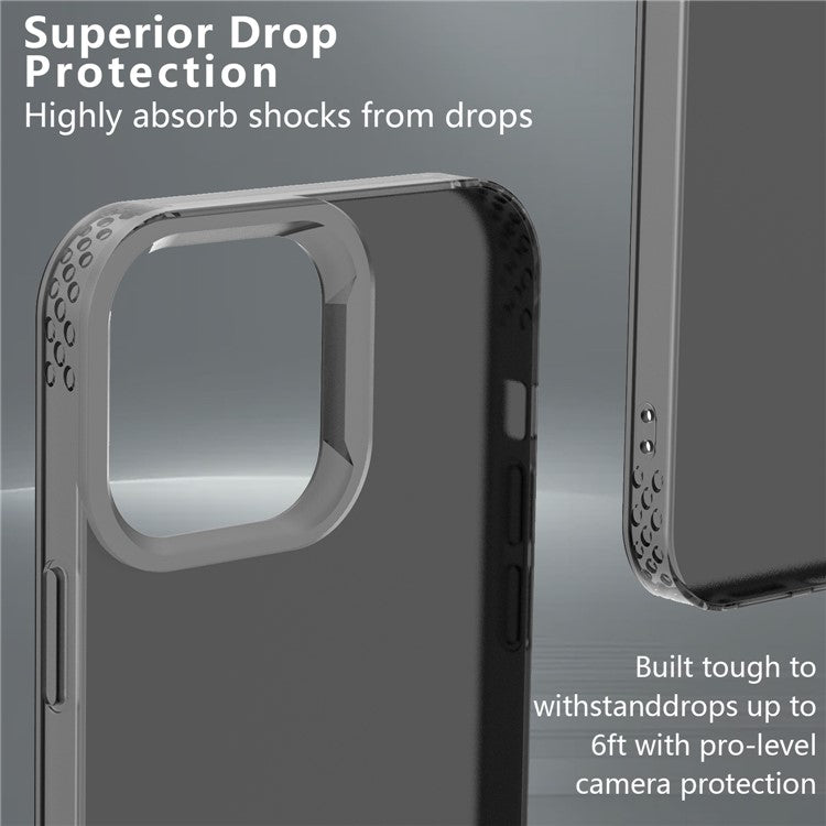 KALEBOL KLB-TPU008 For iPhone 14 Pro Case Transparent Matte TPU Anti-Drop Phone Cover - Black