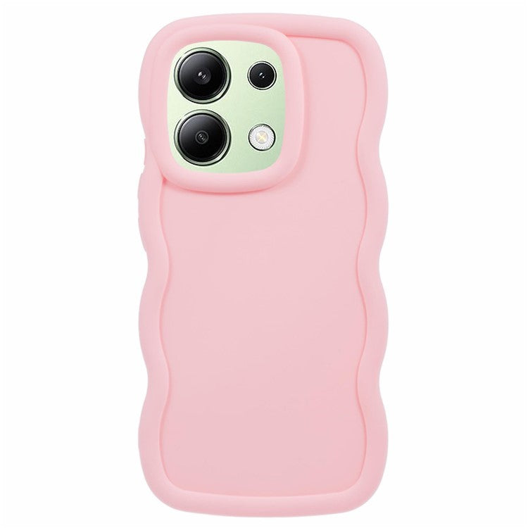 WANLONFENG XL Series for Xiaomi Redmi Note 13 4G Case Wave Edge TPU Cover with Tempered Glass Film - Pink