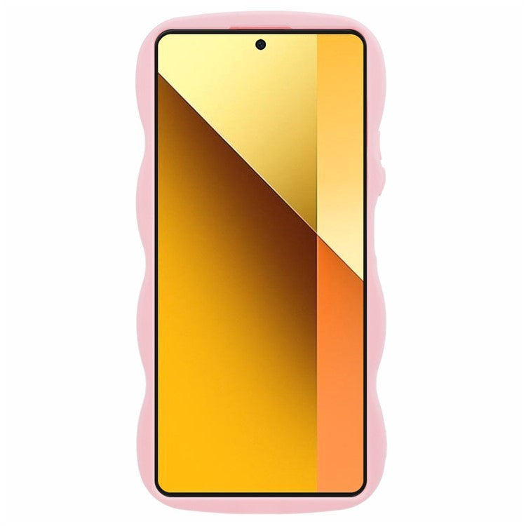 WANLONFENG XL Series for Xiaomi Redmi Note 13 4G Case Wave Edge TPU Cover with Tempered Glass Film - Pink