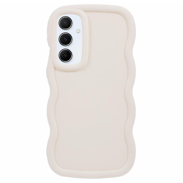 WANLONFENG XL Series for Samsung Galaxy A55 5G Case Wave Edge TPU Cover with Tempered Glass Film - White