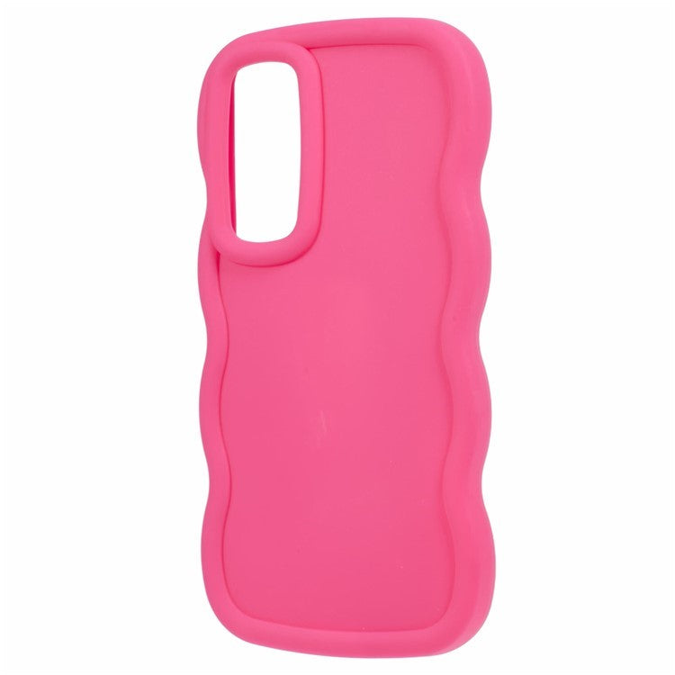 WANLONFENG XL Series for Samsung Galaxy A15 4G / 5G Case Wave Edge TPU Cover with Tempered Glass Film - Rose
