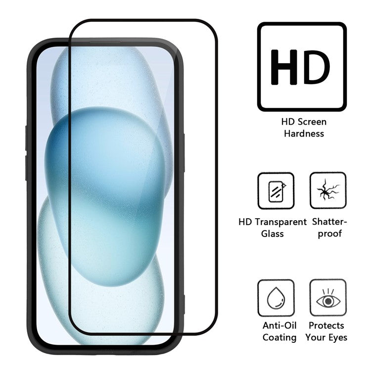 WANLONFENG XL Series for Samsung Galaxy A24 4G (162.1 x 77.6 x 8.3mm) Case Wave Edge TPU Cover with Tempered Glass Film - Purple