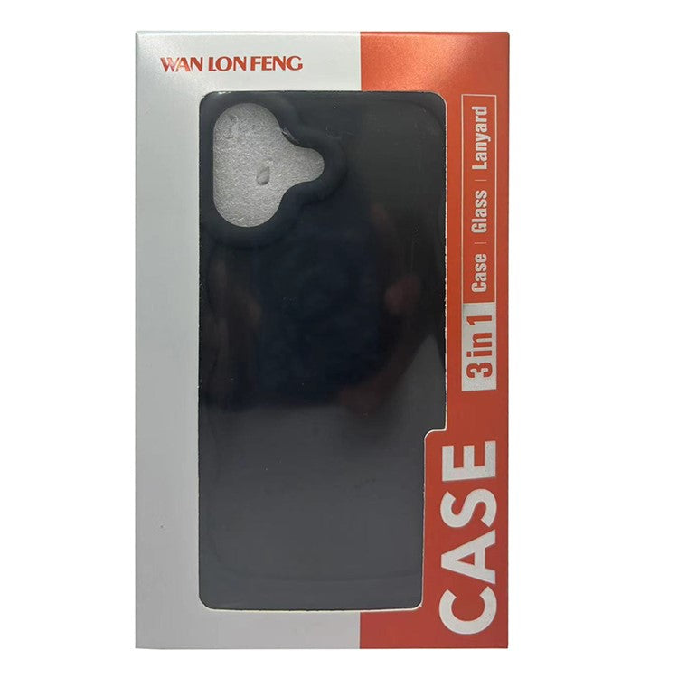 WANLONFENG XL Series for Samsung Galaxy A24 4G (162.1 x 77.6 x 8.3mm) Case Wave Edge TPU Cover with Tempered Glass Film - Purple