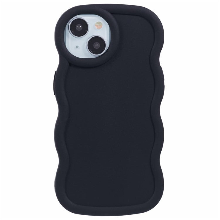 WANLONFENG XL Series for iPhone 14 Case Wave Edge TPU Cover with Tempered Glass Film - Black