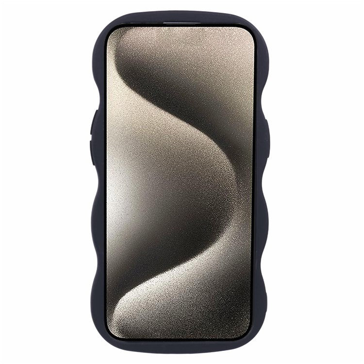 WANLONFENG XL Series for iPhone 14 Case Wave Edge TPU Cover with Tempered Glass Film - Black
