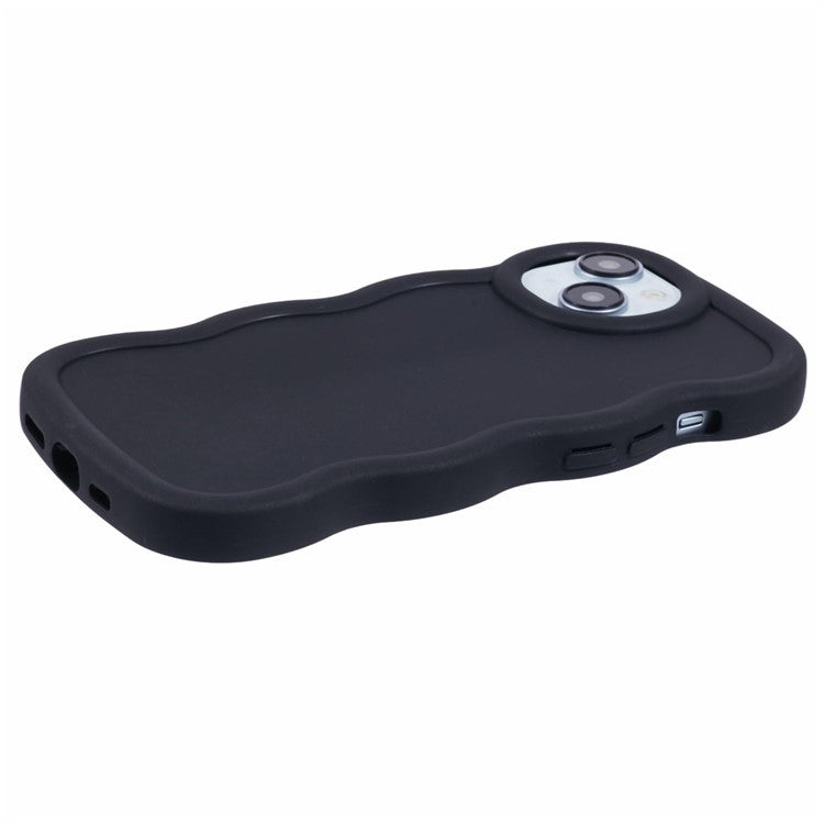 WANLONFENG XL Series for iPhone 14 Case Wave Edge TPU Cover with Tempered Glass Film - Black