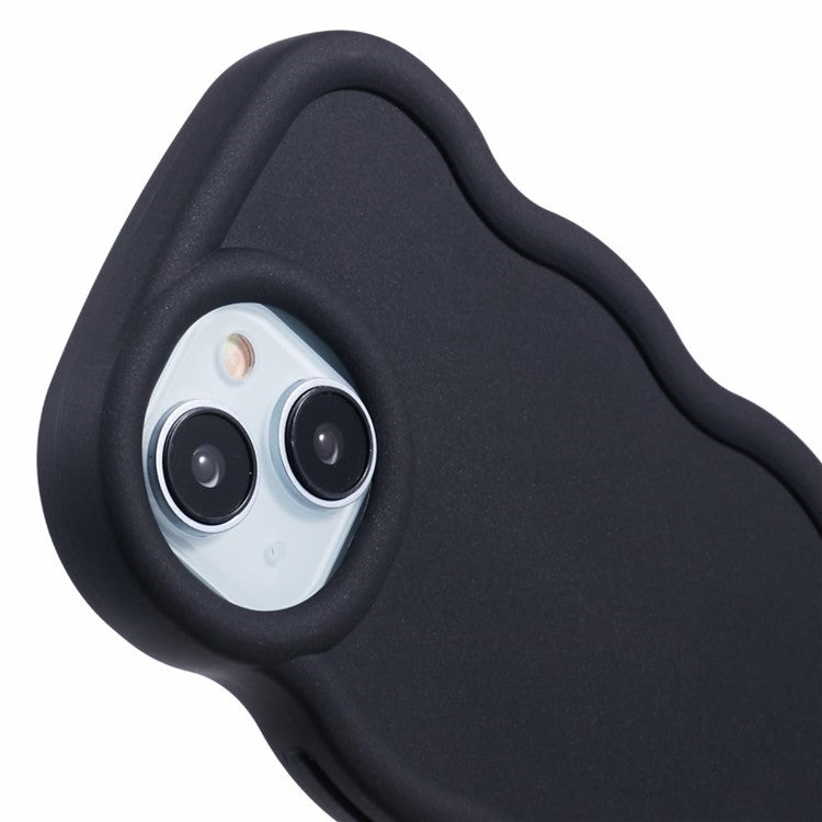 WANLONFENG XL Series for iPhone 14 Case Wave Edge TPU Cover with Tempered Glass Film - Black