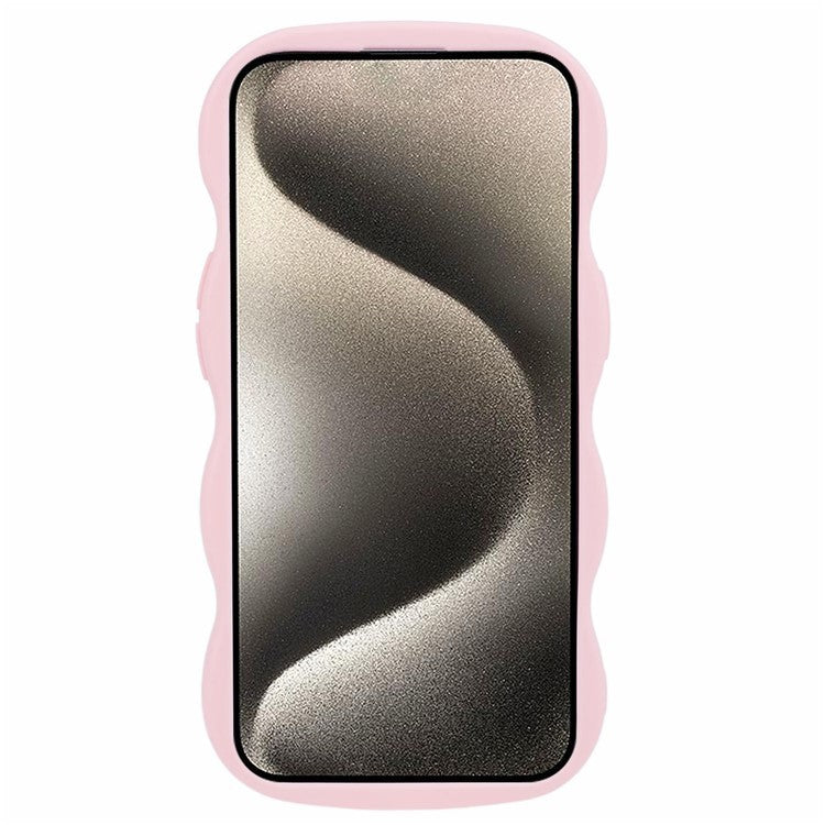 WANLONFENG XL Series for iPhone 14 Case Wave Edge TPU Cover with Tempered Glass Film - Pink