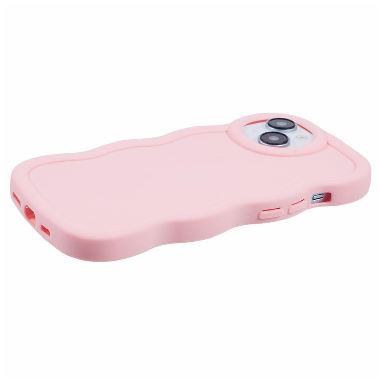 WANLONFENG XL Series for iPhone 14 Case Wave Edge TPU Cover with Tempered Glass Film - Pink