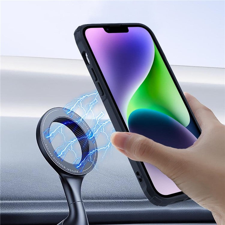 For iPhone 14 Case Heat Dissipation Hollow Magnetic Anti-Drop TPU+PC Phone Cover Compatible with Magsafe - Green