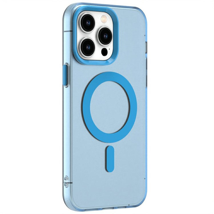 Candy Series For iPhone 14 Pro Case Compatible with MagSafe PC+TPU+PET Anti-Drop Phone Cover - Blue