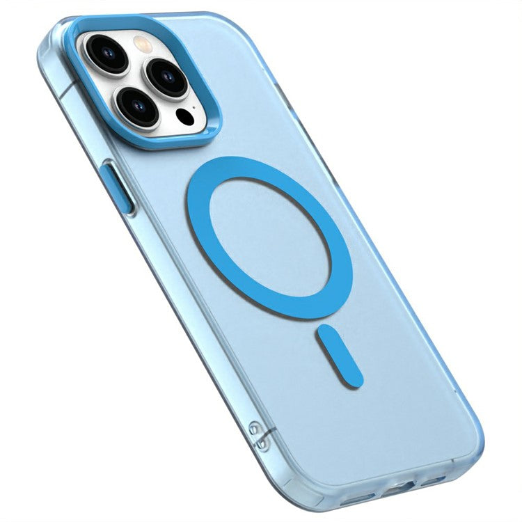 Candy Series For iPhone 14 Pro Case Compatible with MagSafe PC+TPU+PET Anti-Drop Phone Cover - Blue