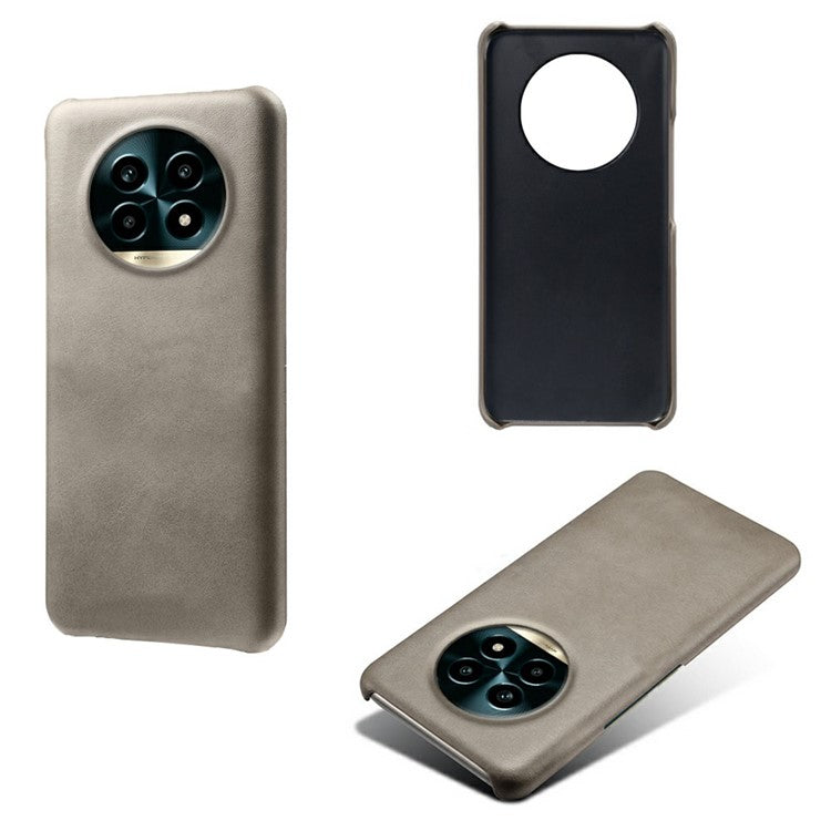 For Realme 13 Pro 5G (Global) / 13 Pro+ 5G (Global) Case Calf Texture PU Leather Hard PC Protective Phone Cover - Grey